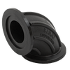 Black Banjo Corporation 90-degree flanged elbow pipe fitting made of durable reinforced polypropylene.