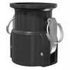 Black M220D camlock coupling with silver metal locking levers and pull rings for secure industrial hose connections.