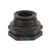 Black MTF220BD EPDM bulkhead fitting with threaded neck and hexagonal base for secure industrial plumbing connections.