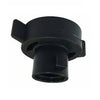 Black plastic QJ-W-PP-10X nozzle cap with a threaded interior and side wing tabs for easy manual tightening.