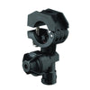 Black plastic QJ17560A-1/2-NYB nozzle clamp with a hinged mounting bracket and adjustable spray nozzle head.