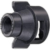 Black nylon Quick TeeJet nozzle cap with 1/4-inch female threaded connection and wing-style grip for easy installation.