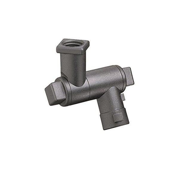 QJ8600-1/4-NYB black nylon spray nozzle body with a threaded top and quick-connect outlet fitting.