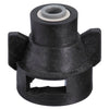 Black plastic QJ98588-1/4 quick-connect spray nozzle cap with a grey internal seal and side wing grips.