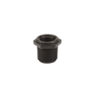 Black plastic threaded pipe reducer bushing with a hexagonal head for secure installation.