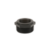 Black RB300-200 threaded pipe reducer bushing with a hexagonal center nut and durable plastic construction.