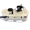 25-gallon white polyethylene ATV sprayer tank with 3GPM Shurflo pump, pressure gauge, and attached spray wand.
