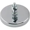 Round silver SCEMAGNET pot magnet with a threaded central stud and nut for secure mounting.