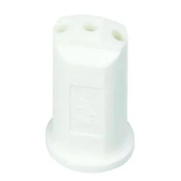 White cylindrical SJ3-08-VP electrical connector with a three-hole top and a sturdy plastic base.