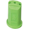 Green TeeJet SJ3-15-VP fertilizer spray nozzle with a three-hole outlet design and durable polymer construction.
