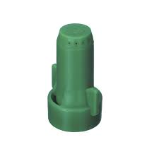 Green plastic SJ7A-015-VP irrigation spray nozzle with a cylindrical body and side wing tabs for easy installation.