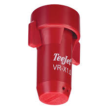 Red TeeJet SJ7A-VR-X1.0 variable rate spray nozzle with a cylindrical plastic body and side mounting tabs.