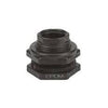 Black TF125 threaded bulkhead fitting with an EPDM gasket seal for secure industrial plumbing connections.