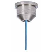 Stainless steel TP0030-SS spray nozzle with a thin, straight blue needle tip for precision industrial application.