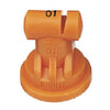 Orange plastic TT11001-VP Turbo flat fan spray nozzle with 110-degree spray angle and 01 capacity rating.