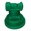 Green plastic TT110015-VP flat fan spray nozzle with a 110-degree spray angle and 015 capacity rating.