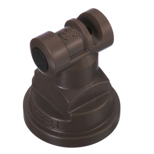 Brown plastic TT11005-VP-CE spray nozzle with a 05 tip size, featuring a durable, compact design for agricultural equipment.