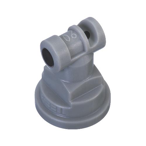 Grey plastic TT11006-VP-CE spray nozzle tip with a cylindrical top and embossed 06 marking on a white background.