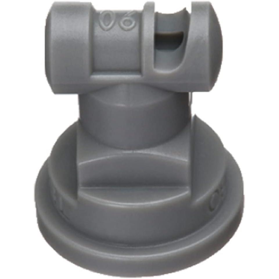 Gray plastic TT11006-VP flat fan spray nozzle with a 110-degree spray angle and 06 capacity marking.