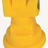 Bright yellow plastic spray nozzle with a wide circular base and slotted top for agricultural or industrial use.