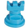 Blue plastic TTJ60-11010VP-CE spray nozzle with a wide, grooved head and circular base for agricultural equipment.