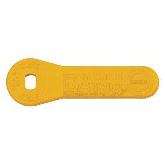 Yellow Banjo polypropylene ball valve handle with open and close indicators.