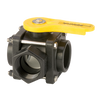 V200SL black polypropylene 2-inch full port ball valve with a bright yellow Banjo handle and stainless steel hardware.