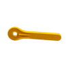 Yellow Banjo V25153 plastic wrench tool with a hexagonal opening and embossed branding on a white background.
