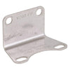 L-shaped silver metal mounting bracket with stamped model numbers and four pre-drilled screw holes.