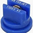Blue XR11003-VS TeeJet spray nozzle with a stainless steel insert for agricultural precision spraying.