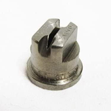 XR11010SS stainless steel flat fan spray nozzle with a precision slotted tip for industrial agricultural applications.