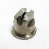 XR11010SS stainless steel flat fan spray nozzle with a precision slotted tip for industrial agricultural applications.
