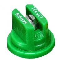 Green TeeJet XR80015VS spray nozzle with a stainless steel tip for agricultural precision spraying.