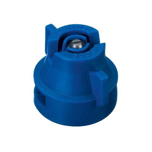 Blue TeeJet XRC8003-VS spray nozzle with a stainless steel insert and molded plastic housing for agricultural sprayers.
