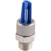 Hypro XT020 spray nozzle with a blue plastic tip and a durable, knurled stainless steel threaded base.