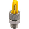 Hypro XT024 spray nozzle with a bright yellow plastic tip and a durable, knurled stainless steel threaded base.