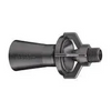 Y9270-PP black polypropylene industrial spray nozzle with a threaded inlet and wide conical discharge head.