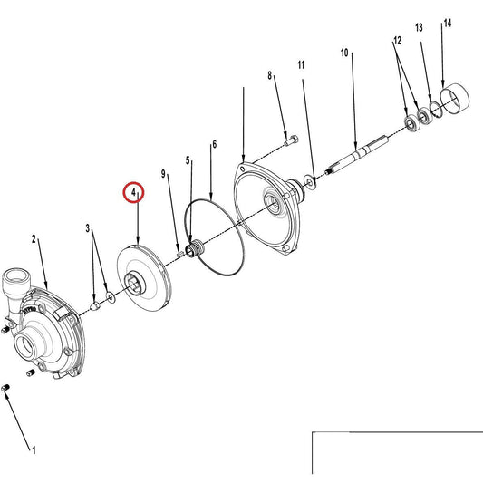 Hypro 0401-9100P Impeller Nylaglass — parts diagram, item circled