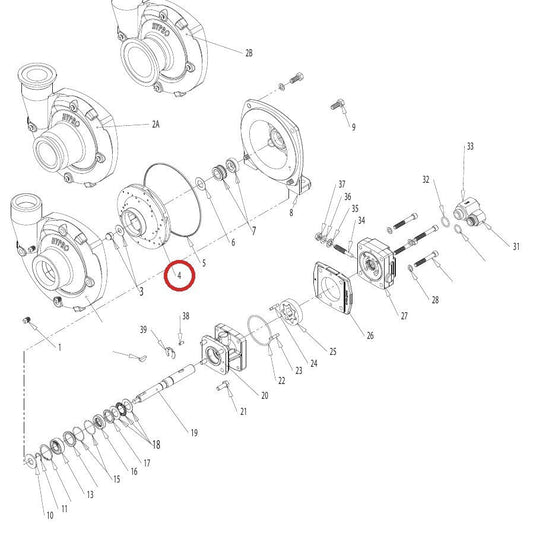 Hypro 0401-9200P2 Impeller-Machined — parts diagram, item circled