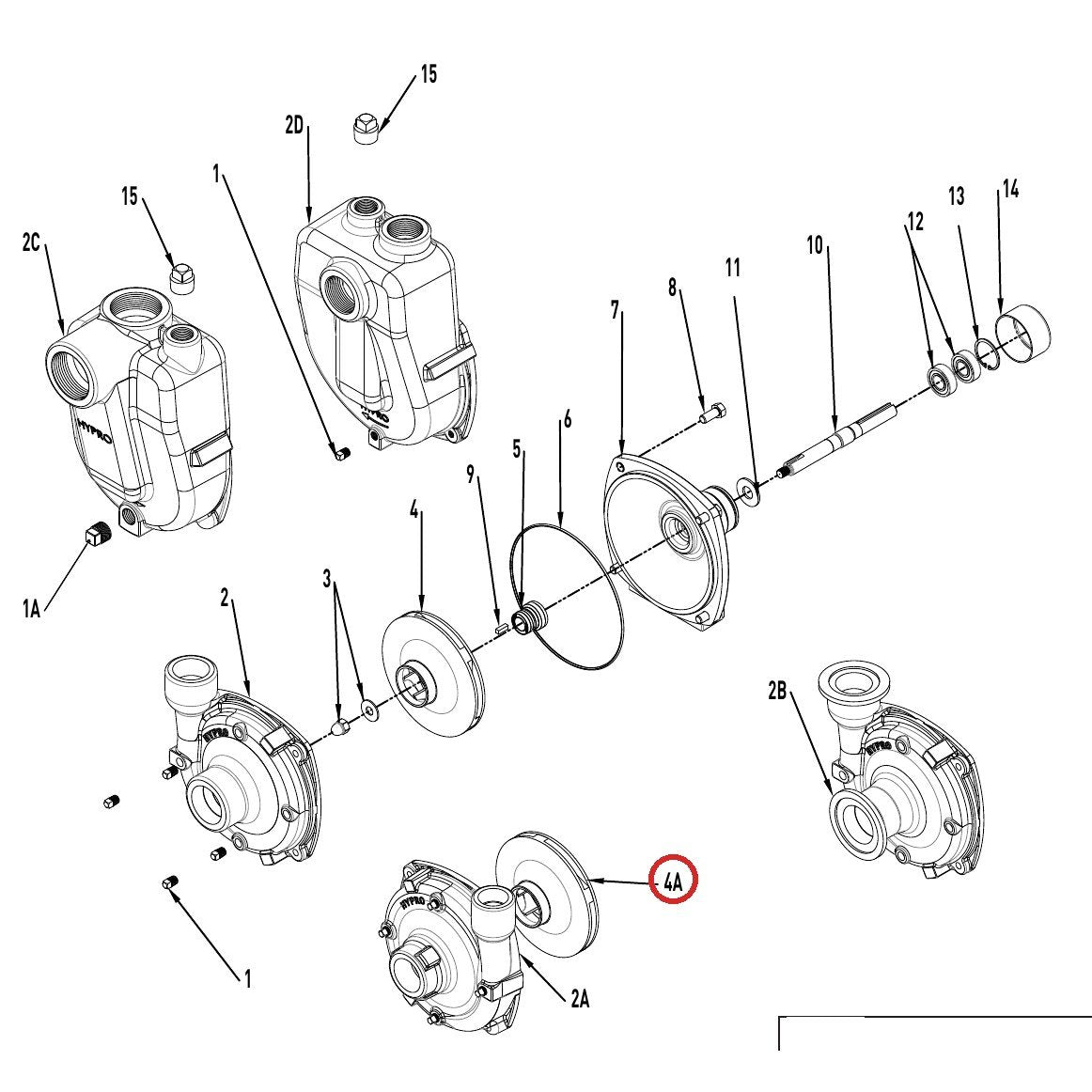 Hypro 0403-9100P Impeller-CCW Polyprop — parts diagram, item circled