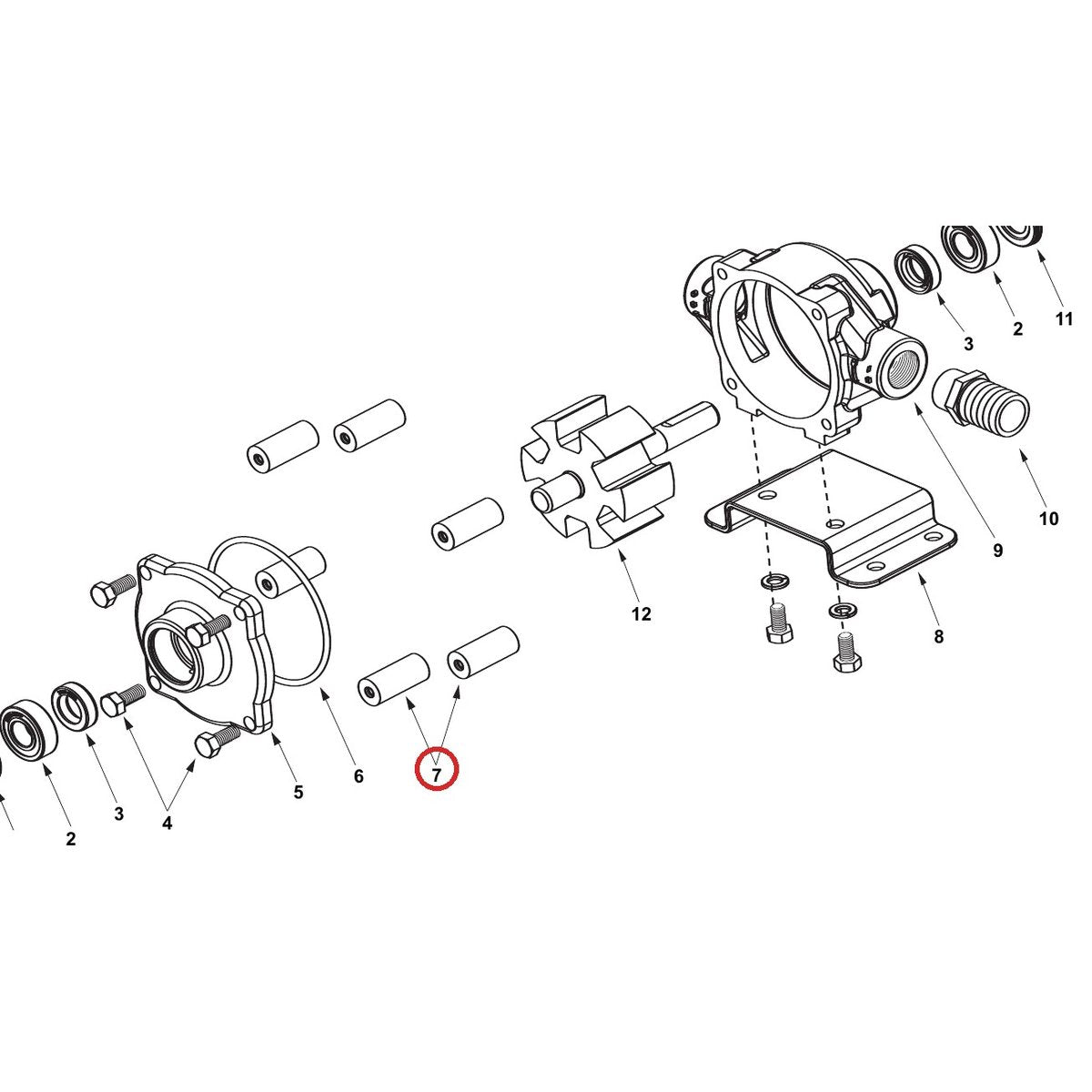 Hypro 1002-0004 Roller - Poly — parts diagram, item circled