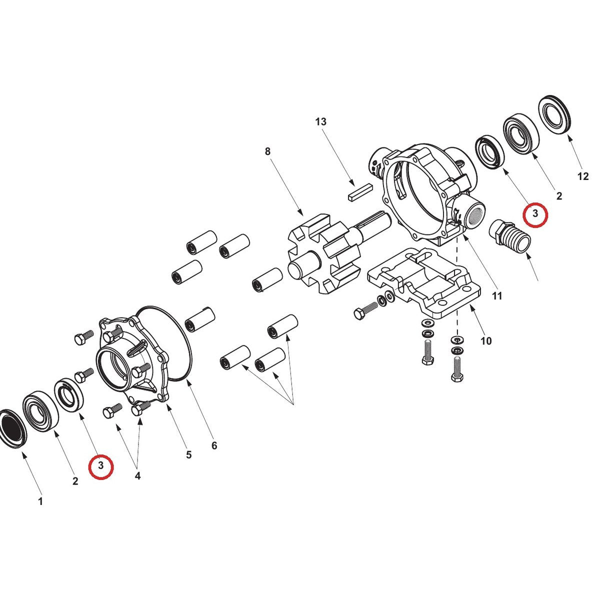 Hypro 2112-0001 Seal-Buna — parts diagram, item circled