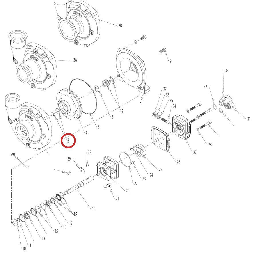 Hypro 2253-0002 Acorn Nut Low Crown 3/8 — parts diagram, item circled