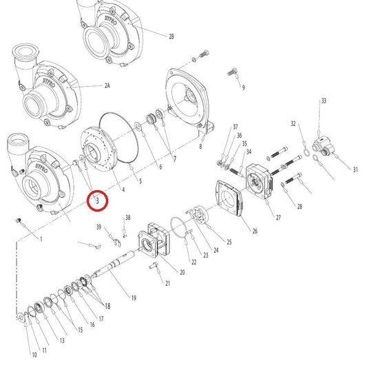 Hypro 2253-0002 Acorn Nut Low Crown 3/8 — parts diagram, item circled