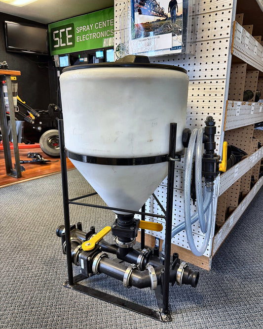 SCE Inductor Tank Kit — 15–30 Gal Chemical Inductor Tank with Stand, Banjo 2" Venturi and Rinse, Fully Assembled
